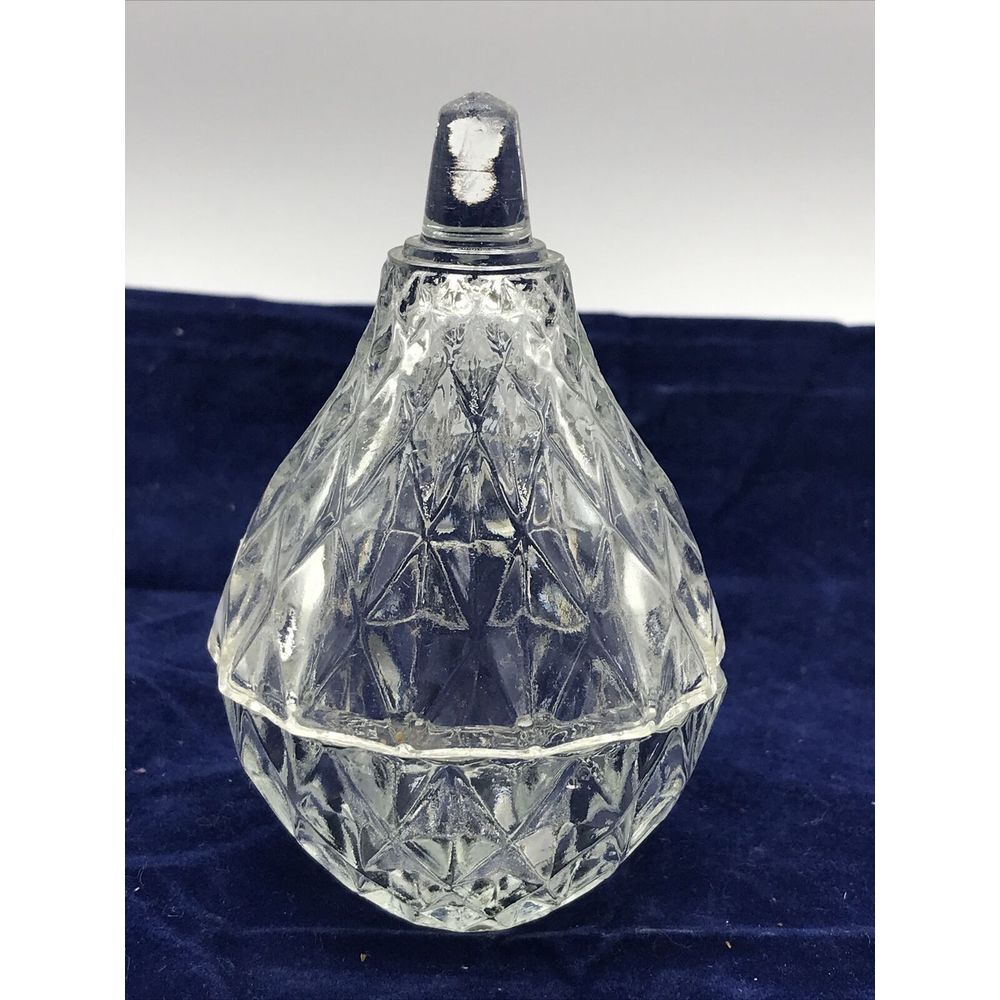PEAR Trinket Box LEAD CRYSTAL‎ Jewelry Made in ROMANIA 4" Tall, Diamond-shape